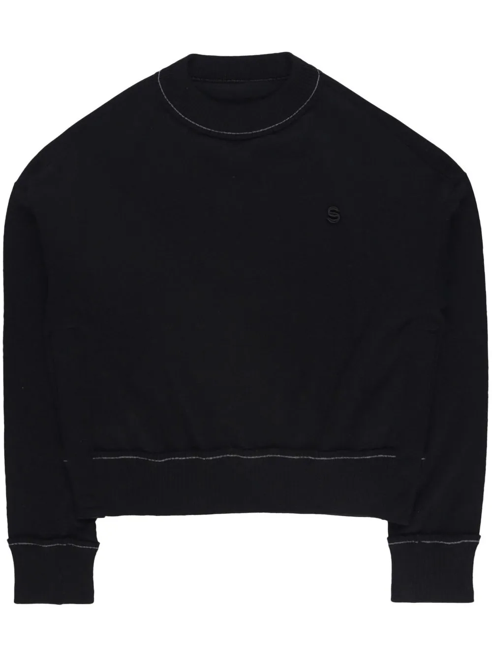 

sacai embroidered-logo cashmere jumper - Black