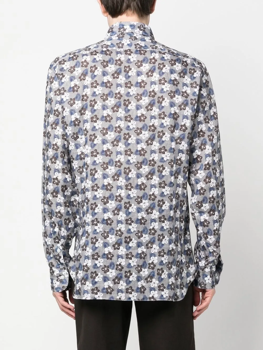 Barba Napoli Long-sleeve Linen Shirt In Grey