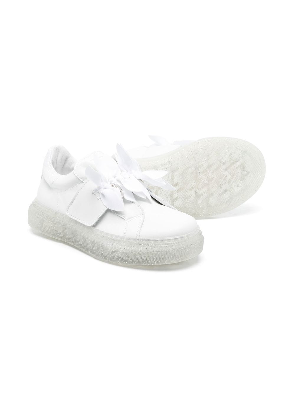 Shop Monnalisa Petal-detail Low-top Sneakers In White