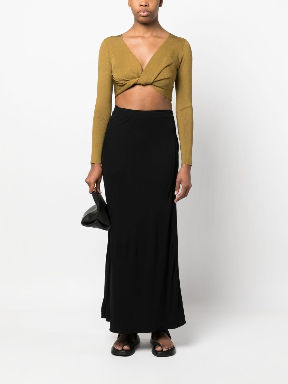 Shop Totême Wrap Maxi Skirt In Black