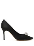 Manolo Blahnik Hangisi 90mm appliqué satin pumps - Black