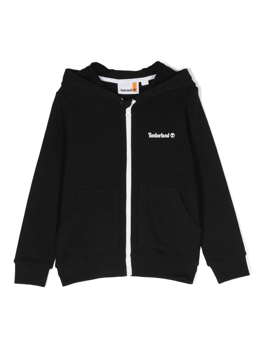 

Timberland Kids hoodie con cierre y logo estampado - Negro