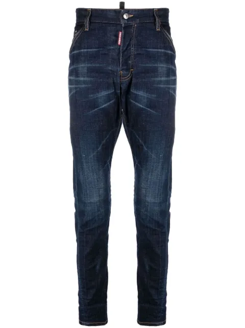 washed straight-leg jeans