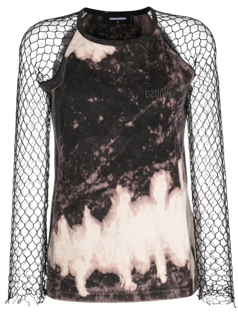 DSQUARED2 abstract pattern mesh sleeve top Women