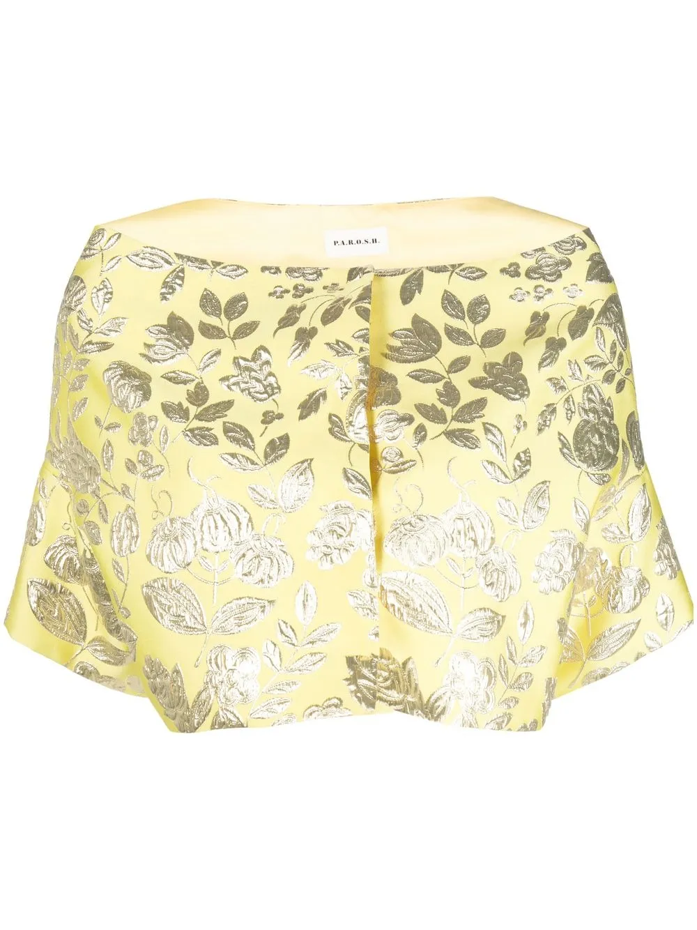 

P.A.R.O.S.H. floral-embroidery cropped jacket - Yellow