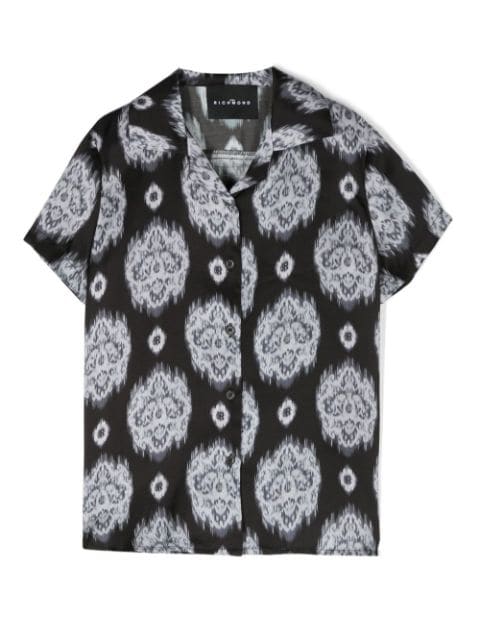 John Richmond Junior crest-print camp-collar shirt