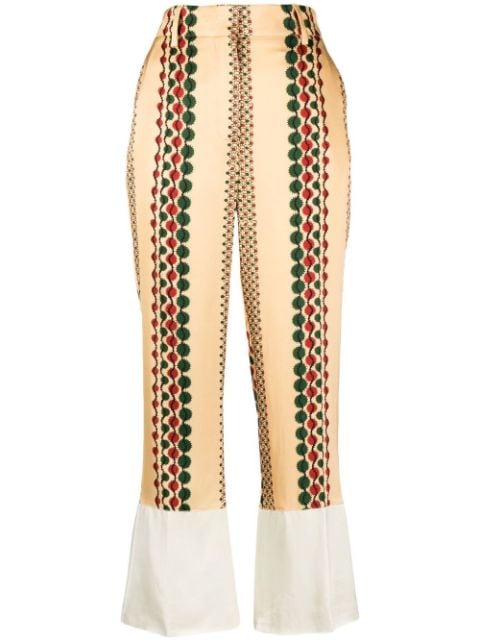 Wales Bonner abstract-print cropped trousers