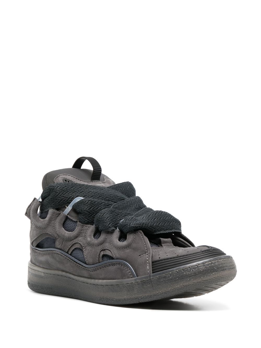 lanvin curb lace-up sneakers - black