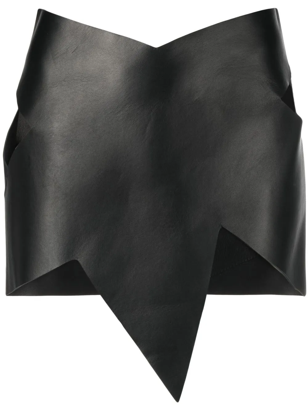 

The Attico asymmetric leather miniskirt - Black