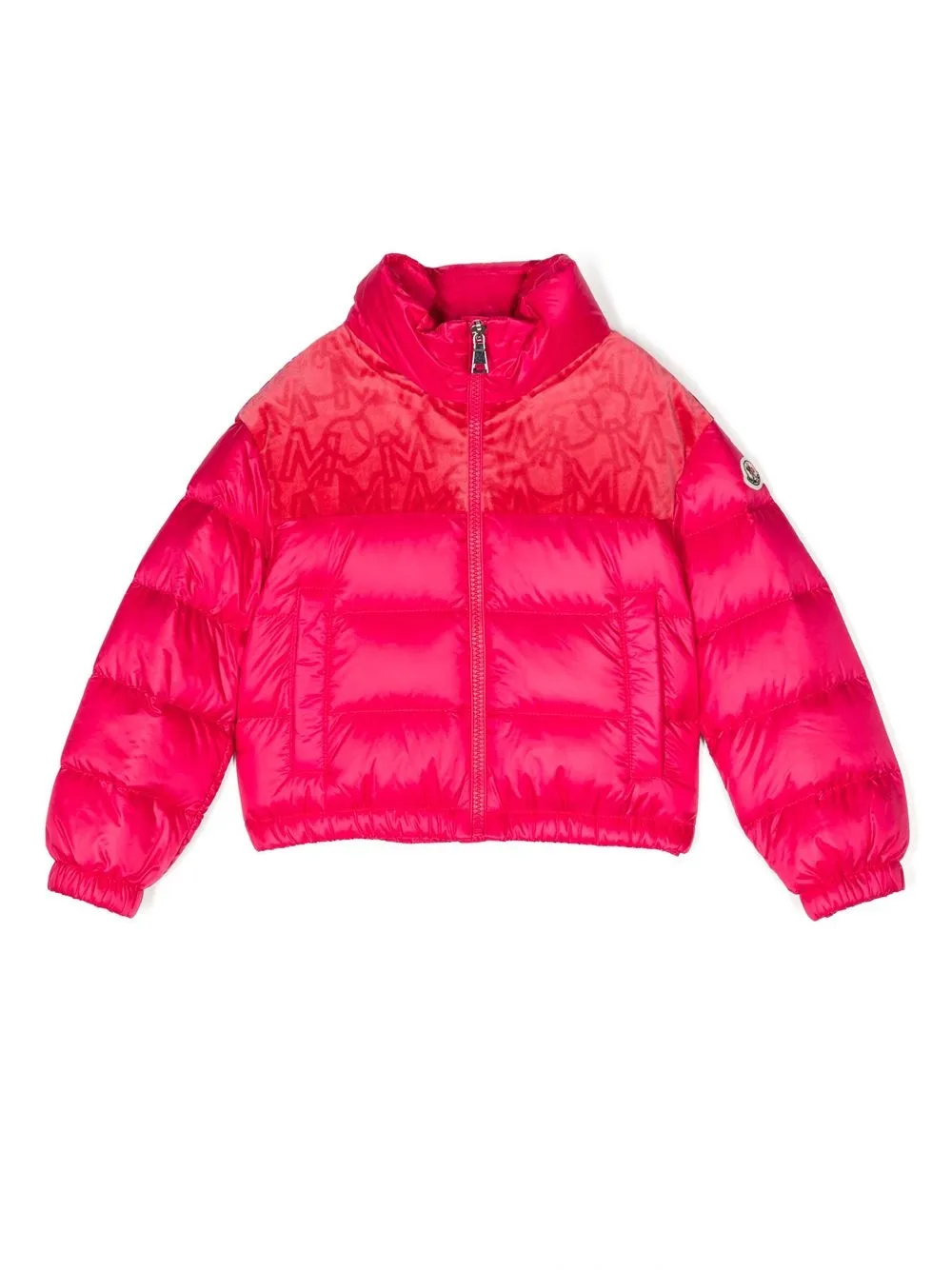 

Moncler Enfant logo-patch zip-up padded jacket - Pink