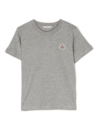 Moncler Enfant logo-patch short-sleeve T-shirt | Grey | FARFETCH