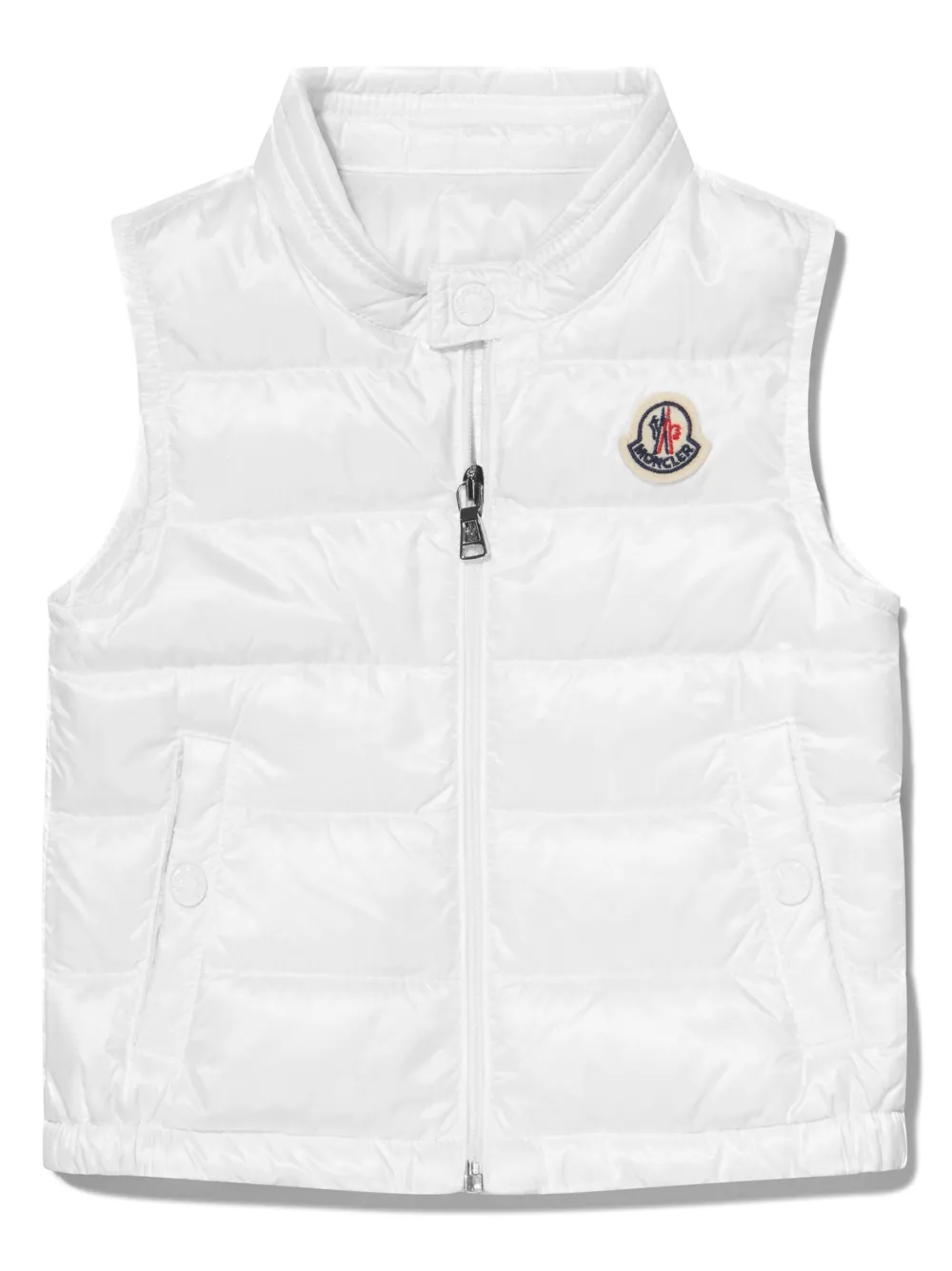 Moncler Enfant logo-patch zip-up padded gilet - White