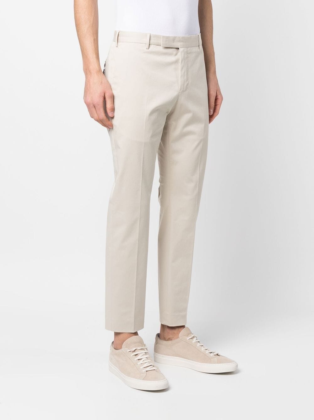 Shop Pt Torino Tapered Tailored Trousers In Nude