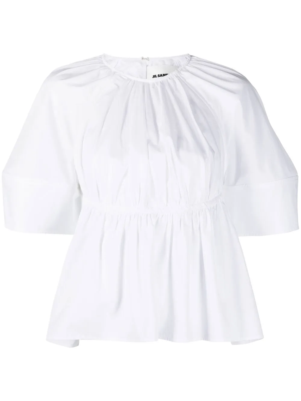 Jil Sander Peplum Waist Cut-out Top In White