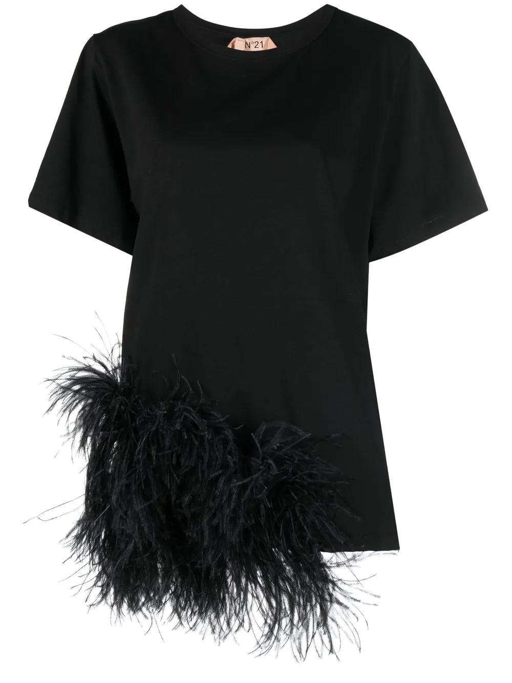 N°21 FEATHER-TRIM T-SHIRT