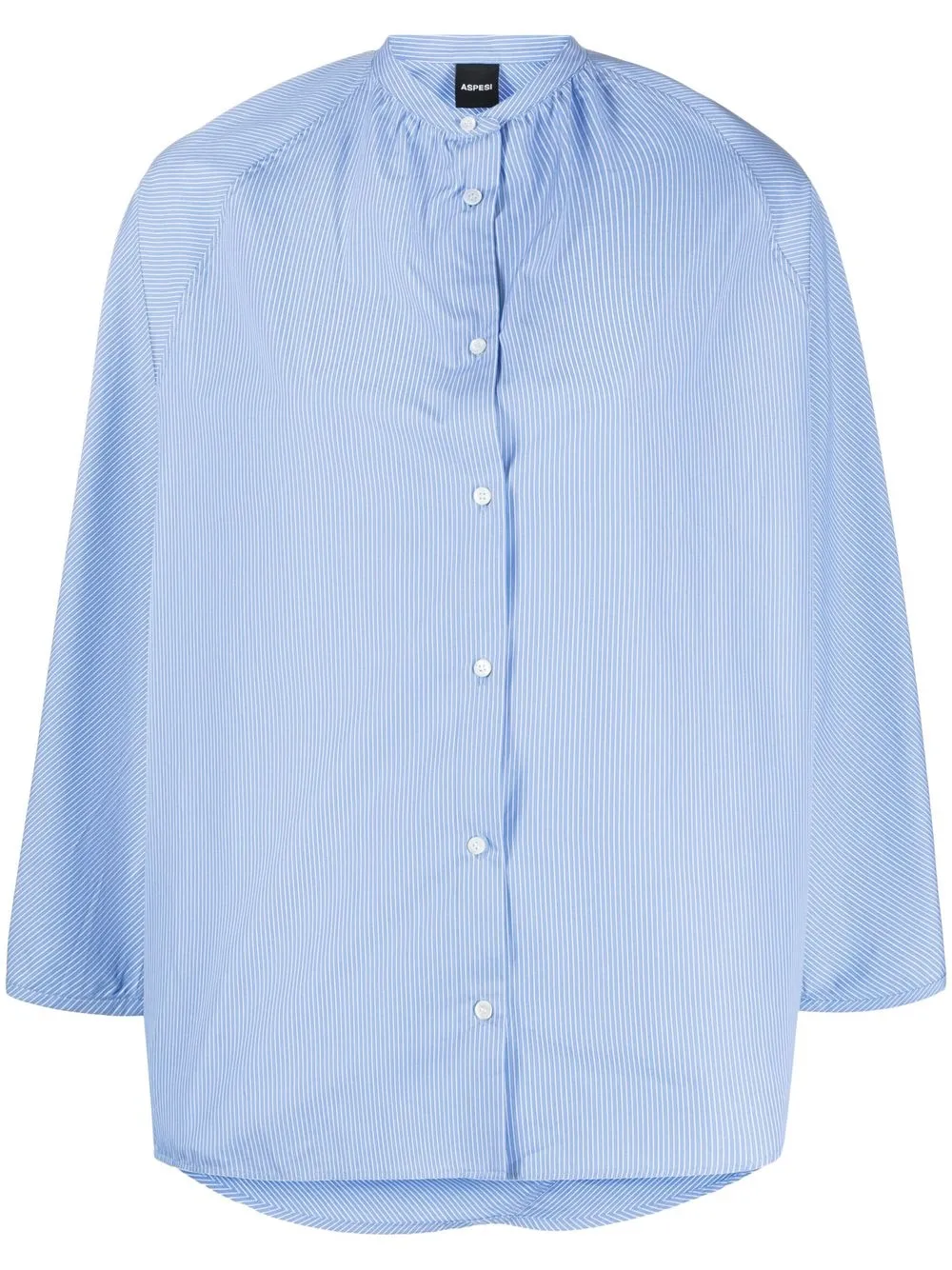 

ASPESI vertical-stripe band collar shirt - Blue