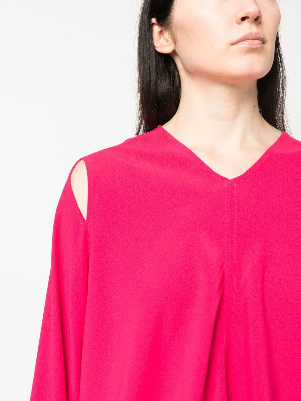 Shop Erika Cavallini V-neck Long-sleeved Blouse In 粉色