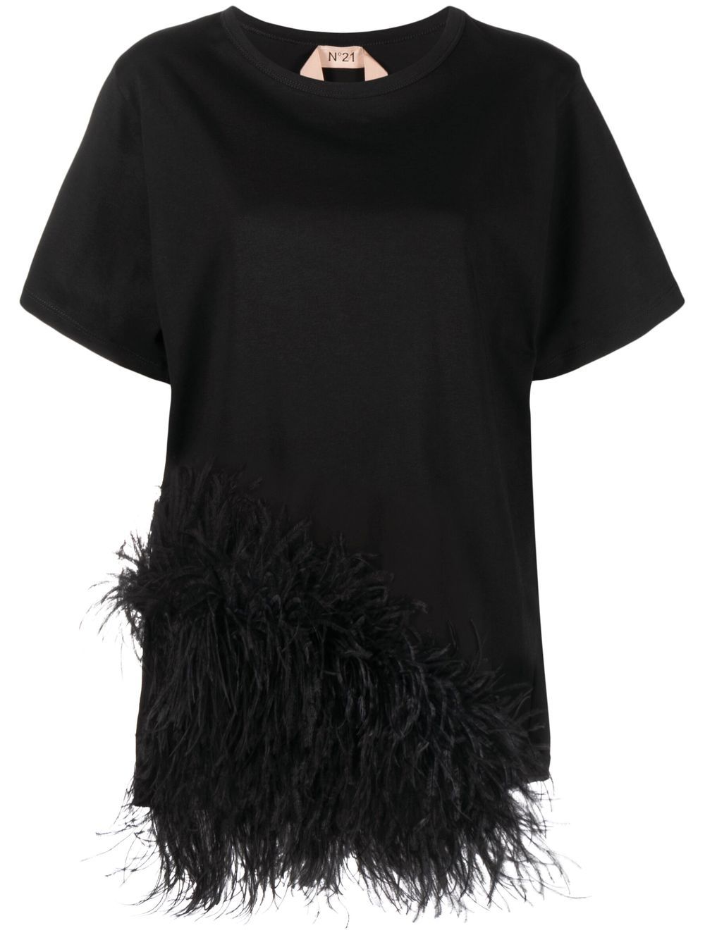 

Nº21 feather-embellished detail T-shirt - Black