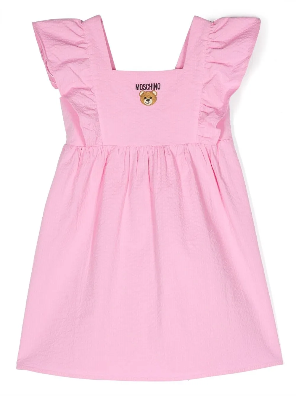 

Moschino Kids Teddy Bear seersucker stretch-cotton dress - Pink