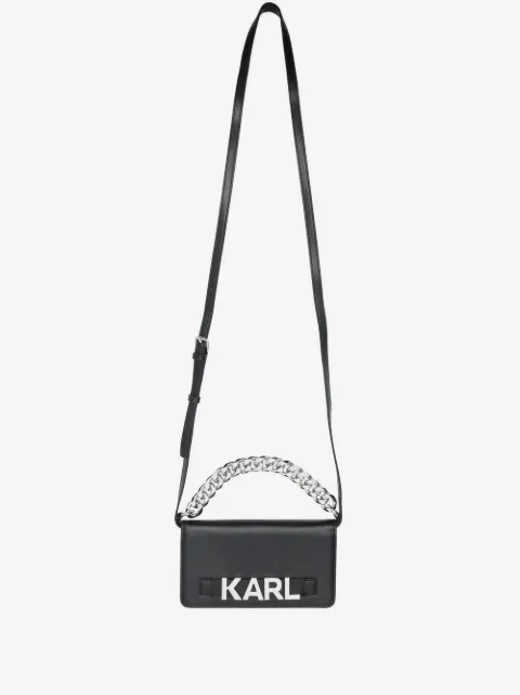 Karl Lagerfeld logo-lettering leather phone case