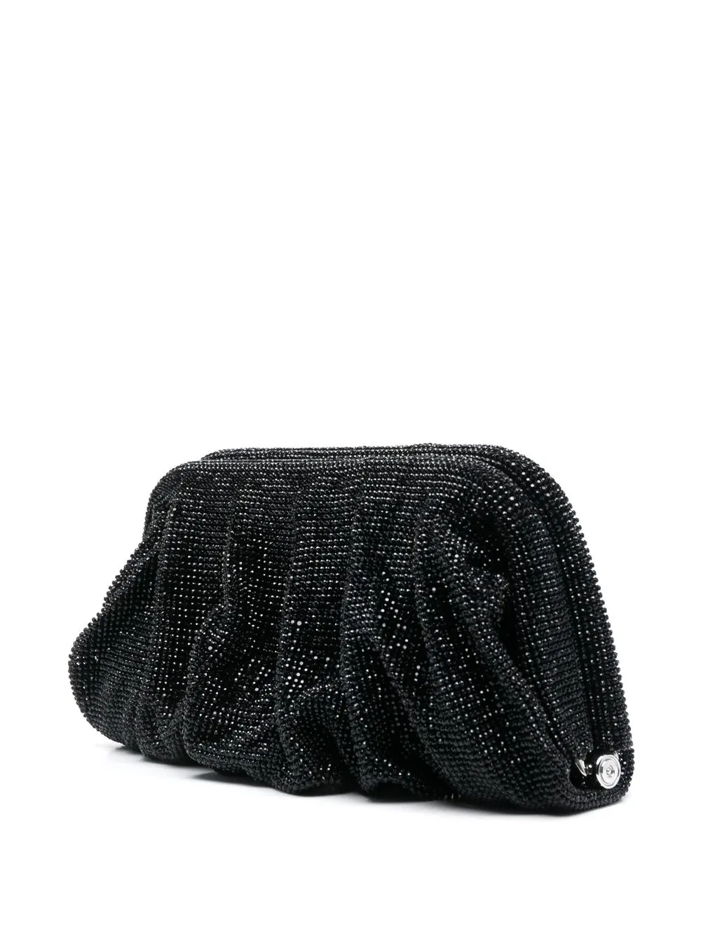 Benedetta Bruzziches Venus La Grande Ruched Crystal Mesh Clutch Bag In Black