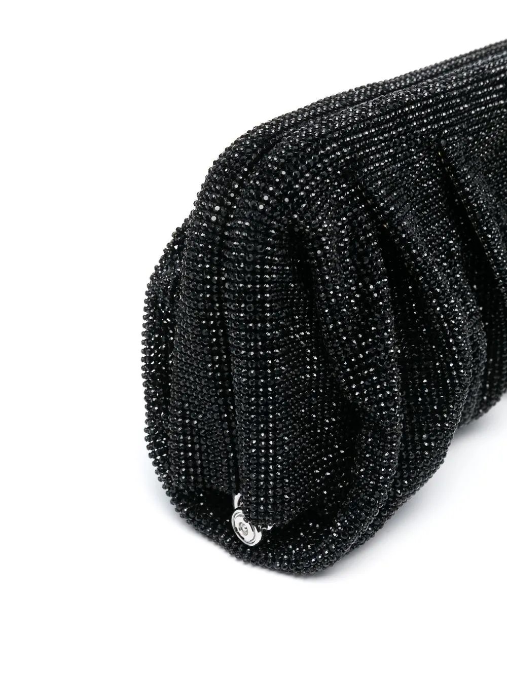 Benedetta Bruzziches Venus La Grande Ruched Crystal Mesh Clutch Bag In Black