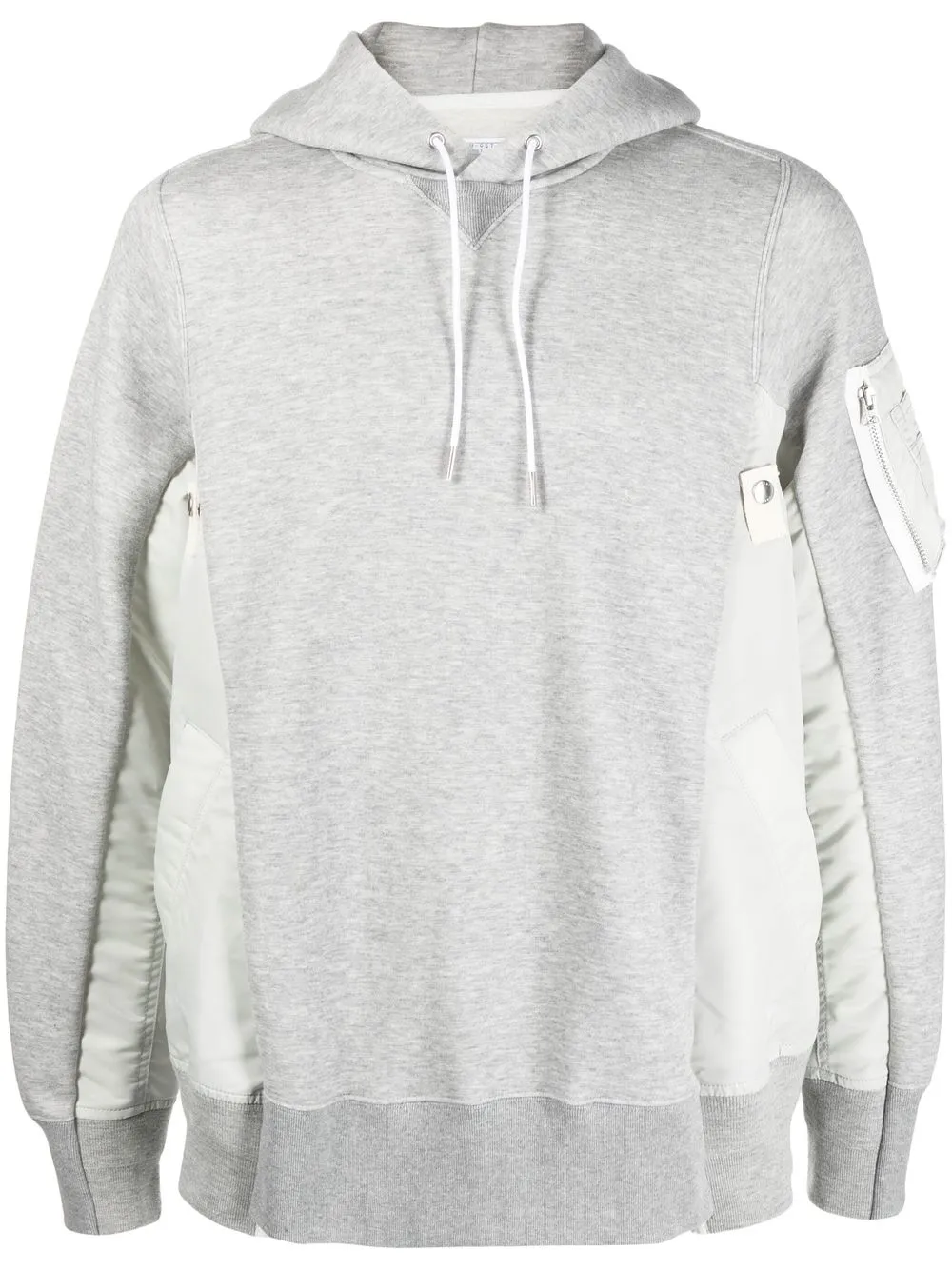 Sacai Zip-up Drawstring Hoodie In Grey