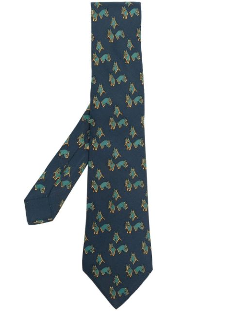 Hermès - 2000s pre-owned blinder print silk necktie