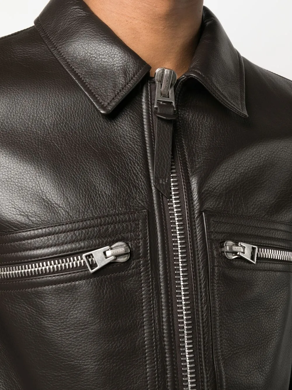 Tom Ford Patch-pocket Leather Jacket In Dark Chocolate | ModeSens