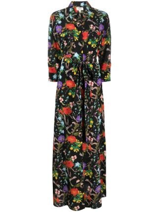 L'Agence Silk floral-print Maxi Shirt Dress - Farfetch