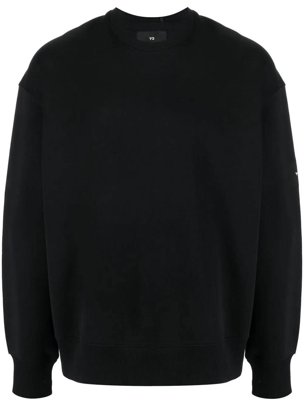 Y-3 Y 3 Crewneck Sweatshirt With Rubberized Logo Print On Sleeve In Schwarz