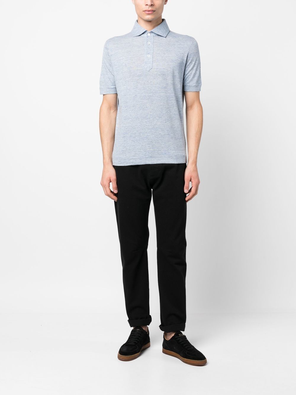 Brunello Cucinelli Poloshirt met textuur - Blauw