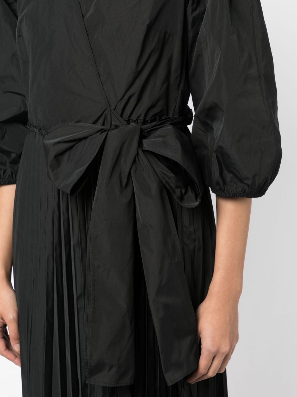 Shop Red Valentino Bow-detail Pleated Dress In Black