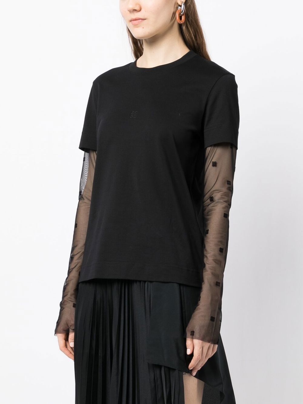 Shop Givenchy 4g Sheer-sleeve Cotton T-shirt In Black