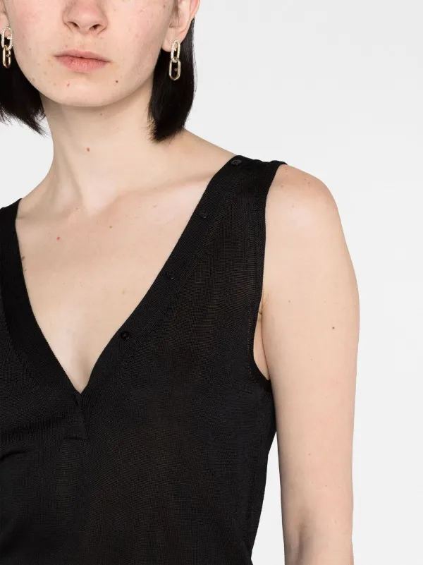 【ラッピング無料】 TOM FORD トム・フォード Vネック ニットドレス | ブラック トップス
