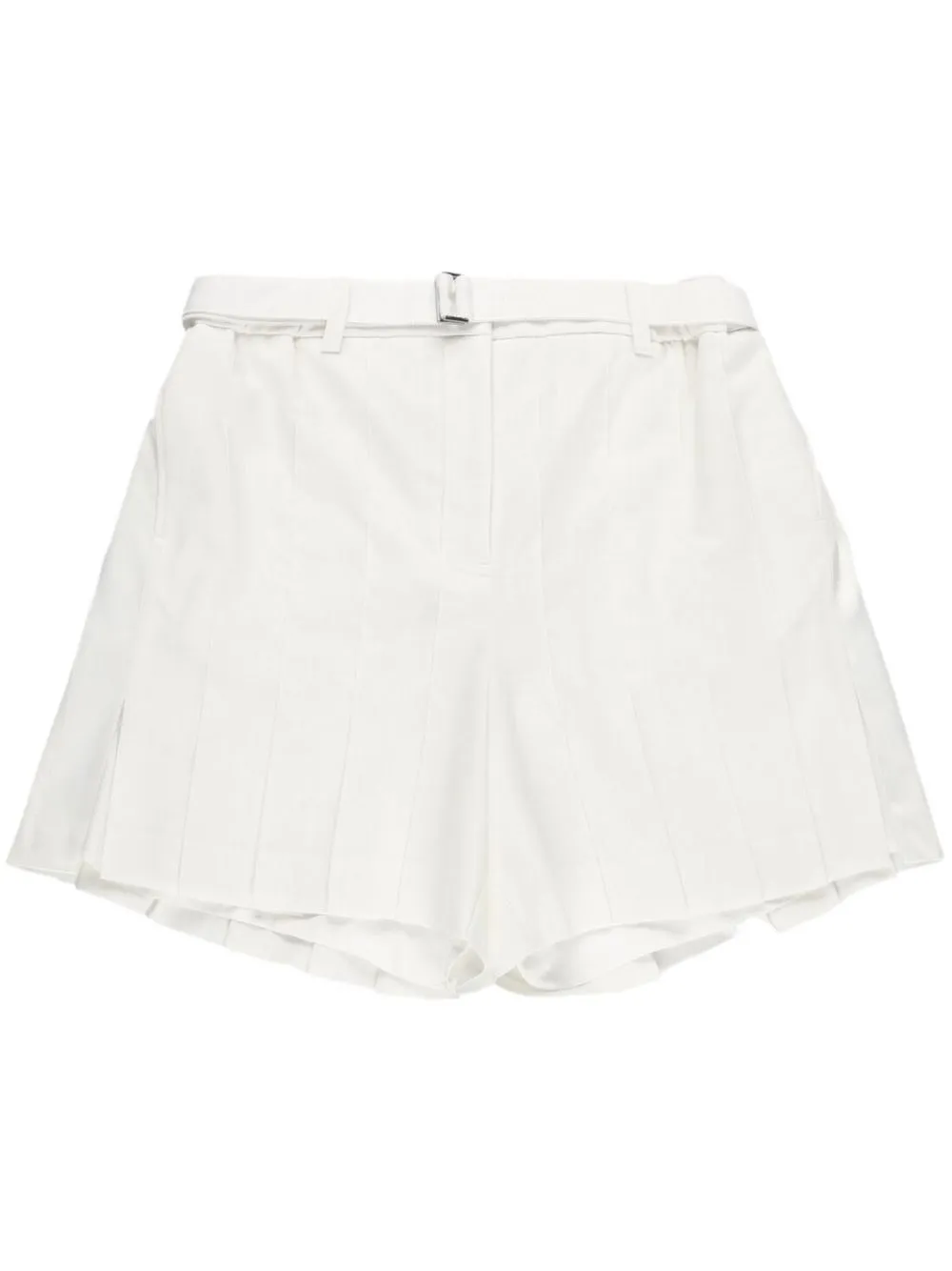 

sacai belted pleated shorts - White