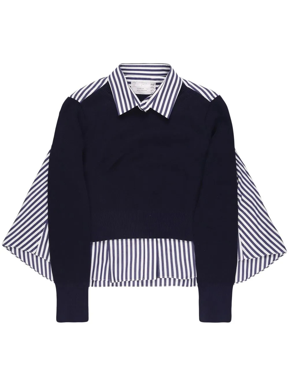 

sacai shirt-panel cotton jumper - Blue