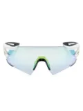 PUMA EYEWEAR logo-plaque oversize-frame sunglasses - White
