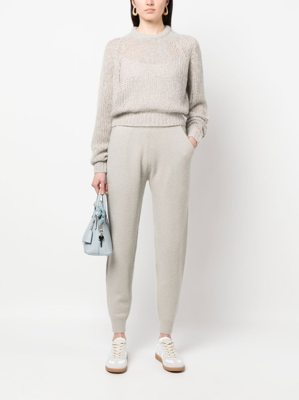 Shop Frenckenberger Cashmere Knitted Joggers In Grey
