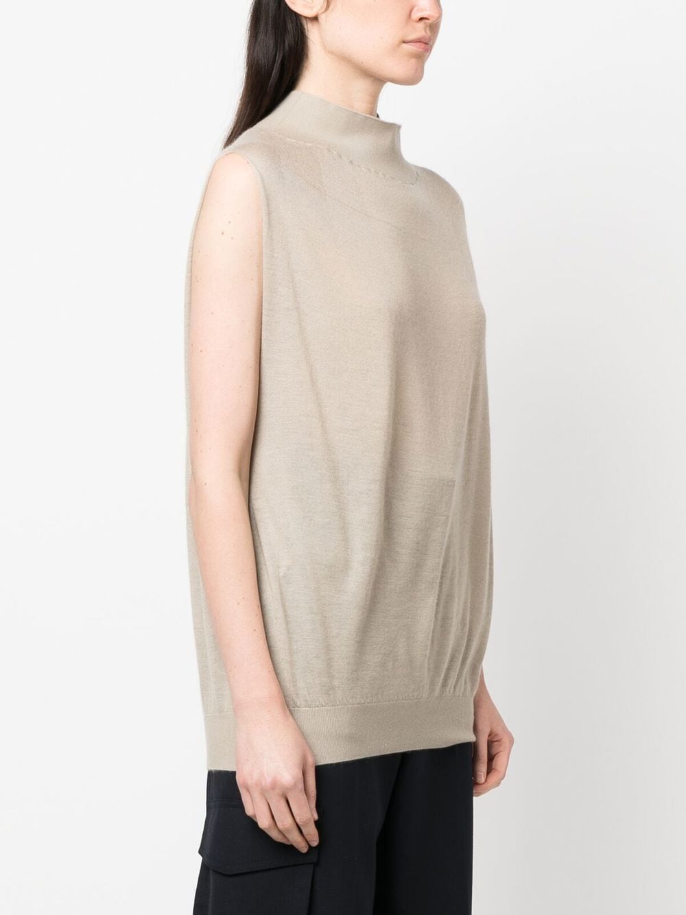 Shop Frenckenberger High-neck Knitted Top In Neutrals