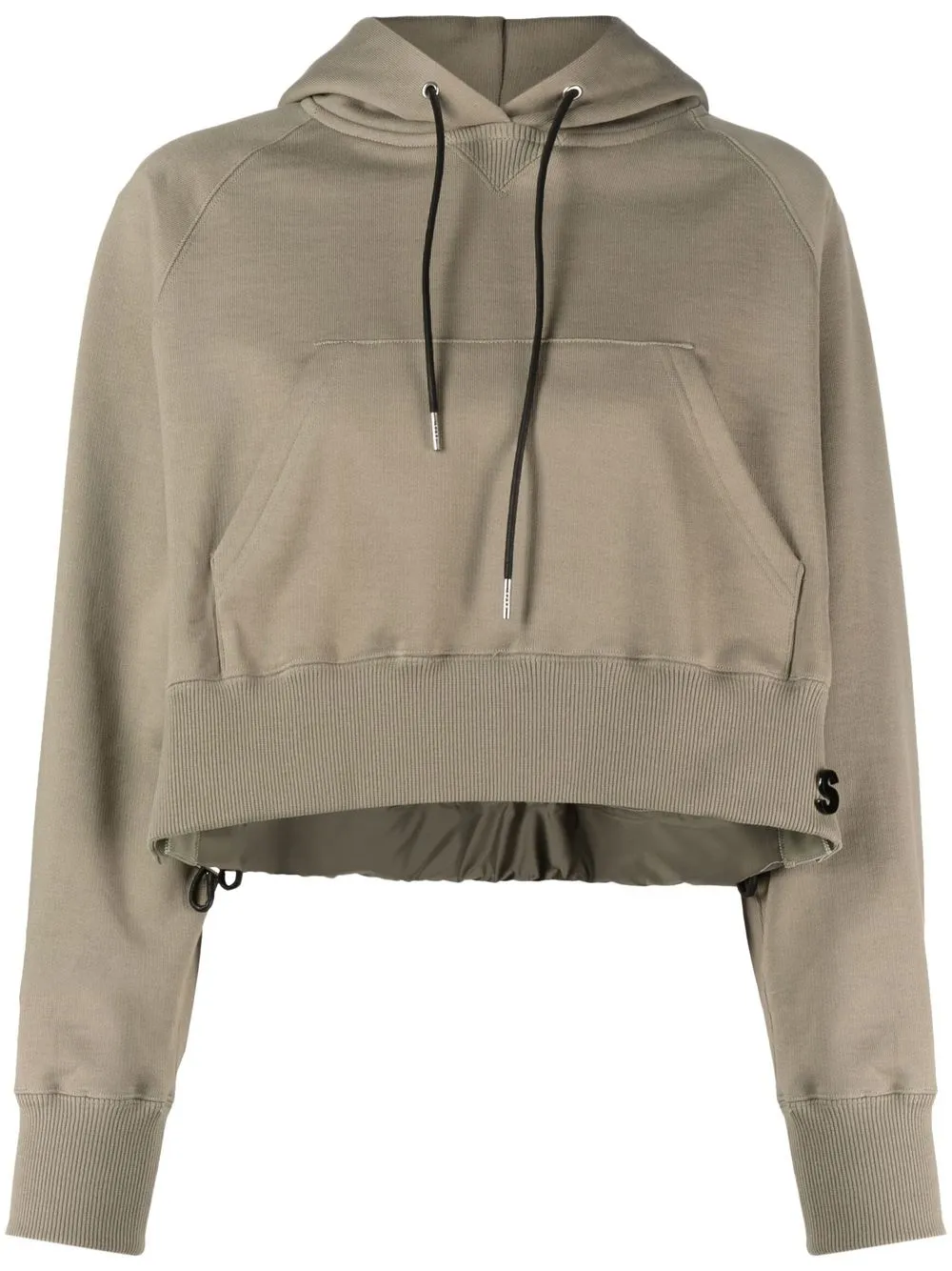 

sacai logo-plaque cropped cotton hoodie - Green