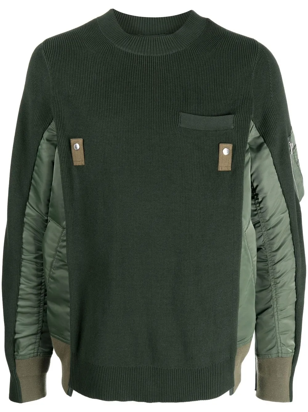 

sacai padded panel wool jumper - Green