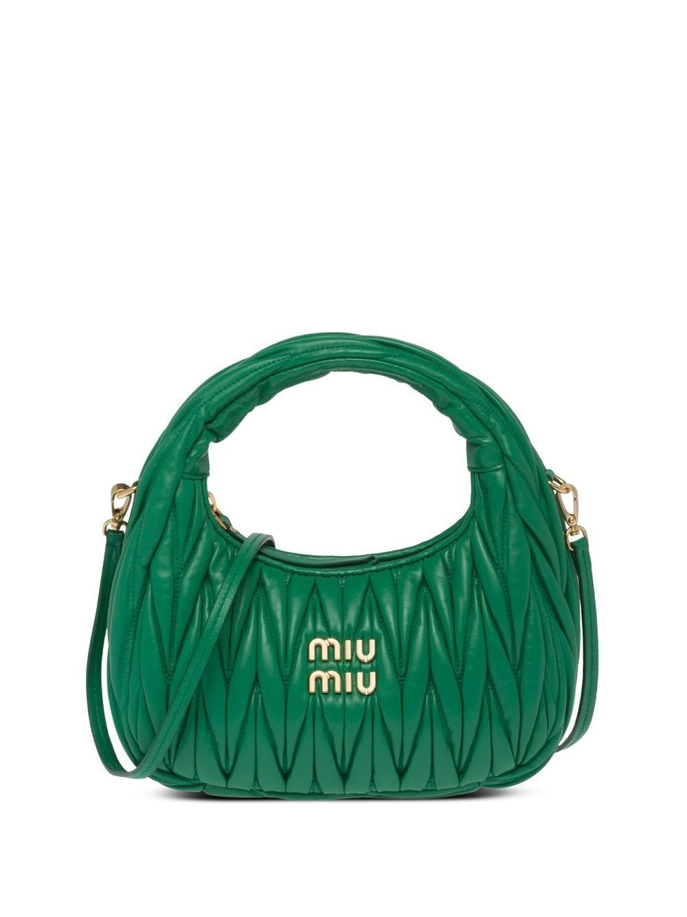 Shop Miu Miu Mini Wander Matelassé Shoulder Bag In Green
