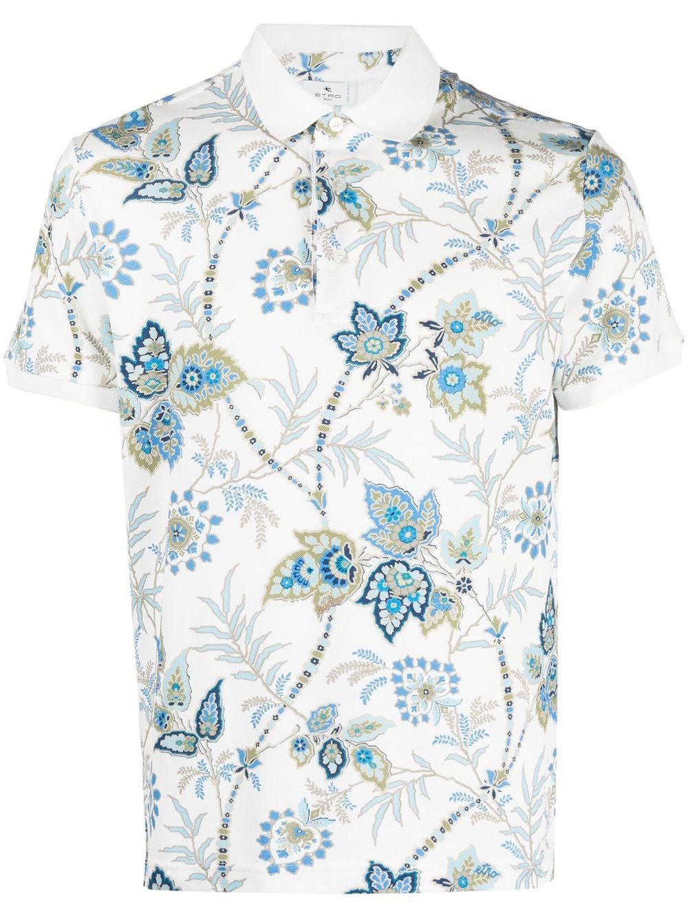 Shop Etro All-over Floral-print Polo Shirt In White