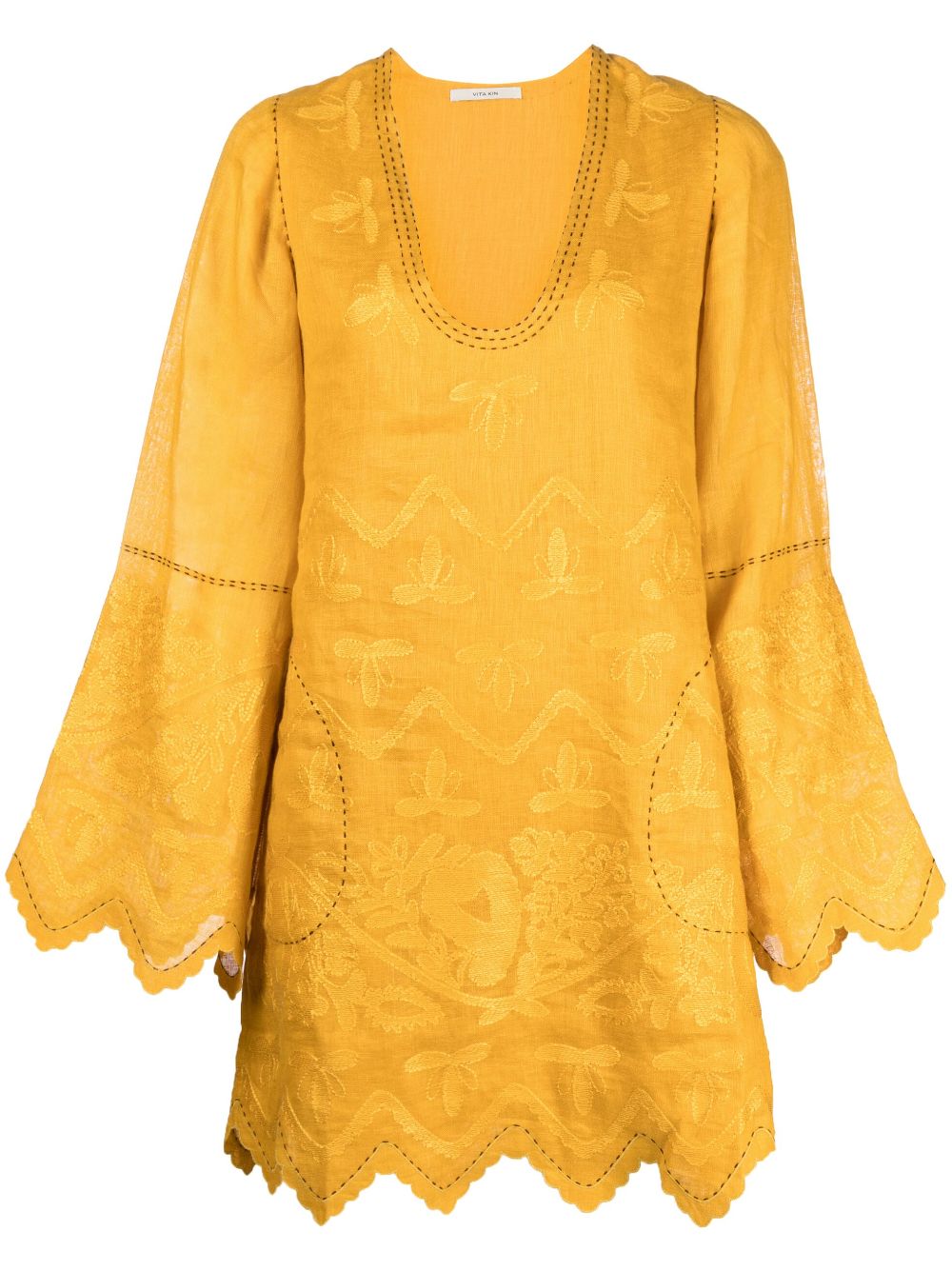 Vita Kin Embroidered Linen Midi Dress - Farfetch