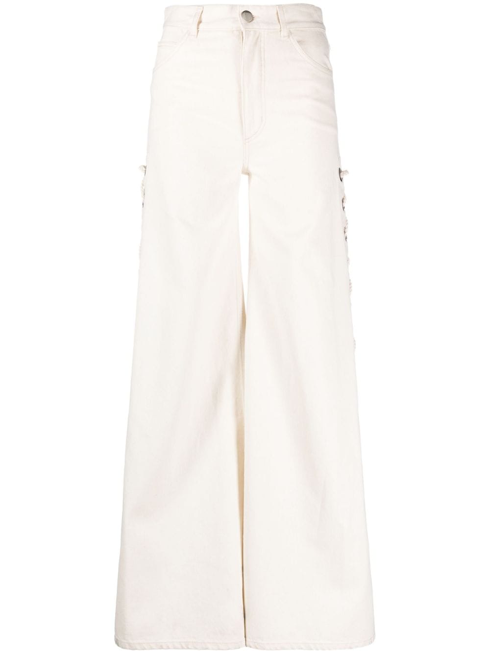 Shop Chloé Rave Eyelet-embellished Wide-leg Jeans In Weiss
