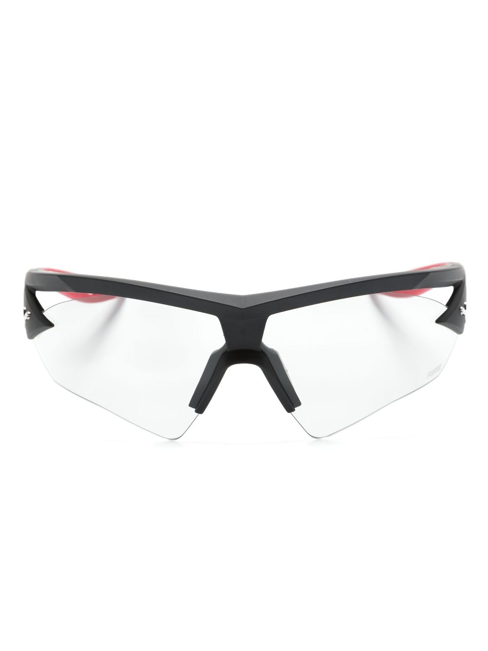 puma eyewear lunettes de soleil oversize à plaque logo - noir