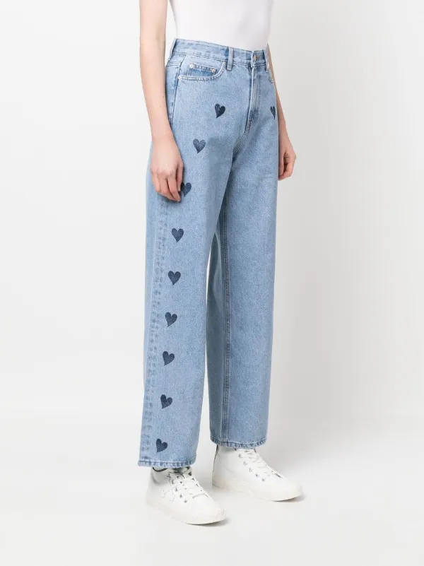Kimhekim heart-print Flared Jeans | Blue | FARFETCH