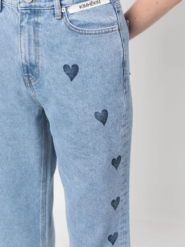 Kimhekim heart-print Flared Jeans | Blue | FARFETCH