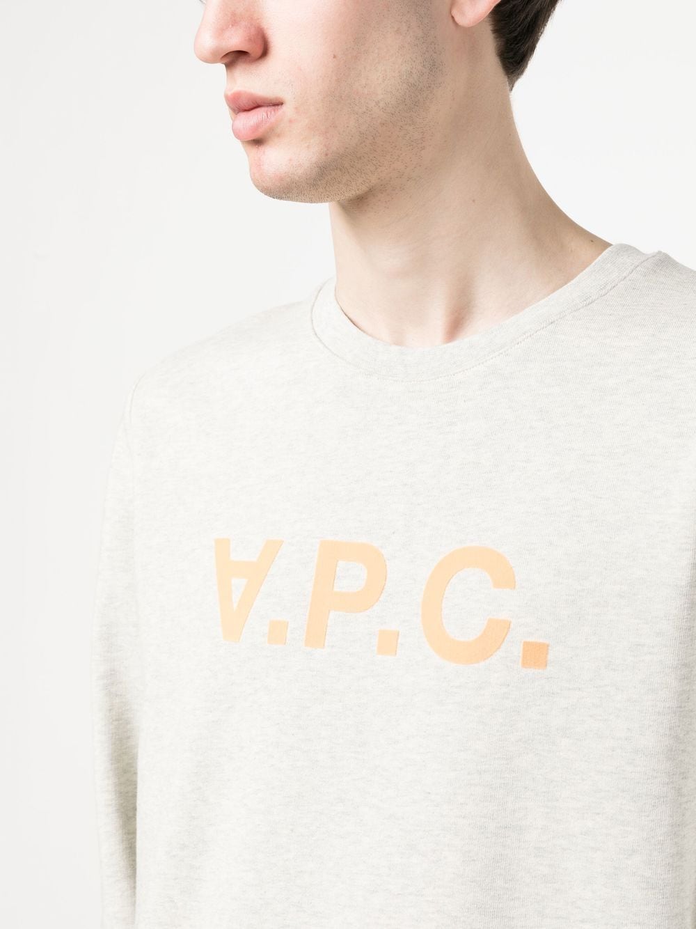 Shop Apc Logo-print Crew-neck Sweatshirt In Nude